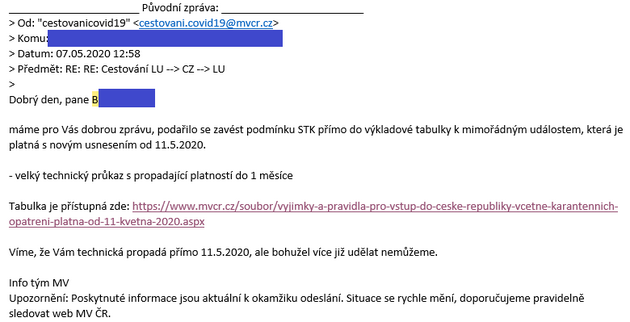 Vnitro: Mme pro Vs dobrou zprvu, od 11. 5. budou nov a jasn pravidla, jen pro Vs bohuel jet platit nebudou.