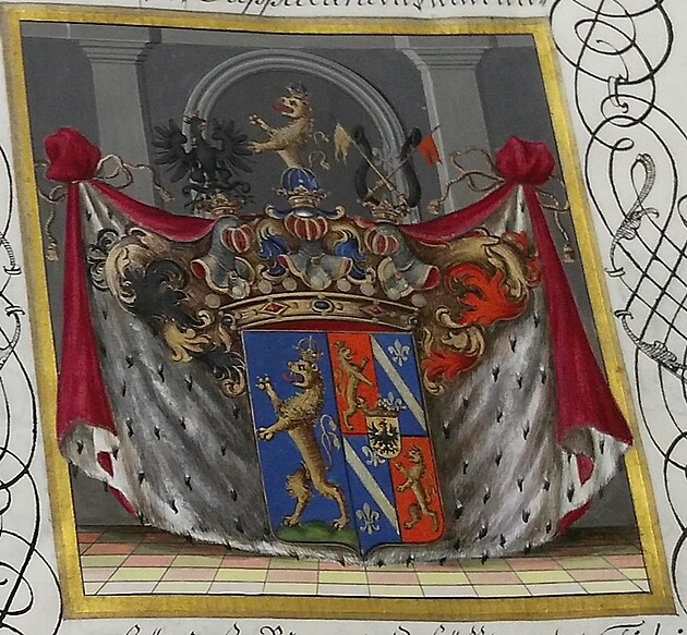 Das Wappen des Adelsgeschlechts von Zierotin-Lilgenau. Publiziert mit Zustimmung des Museums- und Galeriezentrums in Vala�sk� Mezi���� (Faksimile) (Museums- und Galeriezentrum in Vala�sk� Mezi����)
