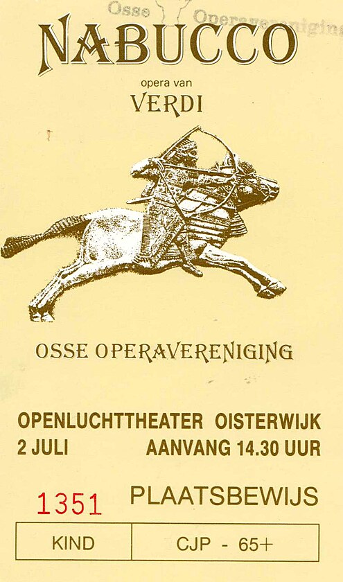 Vstupenka  na operu Nabucco v Oisterwijku.