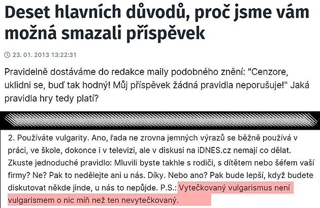 Screenshot z webu idnes.cz  diskusn pravidla