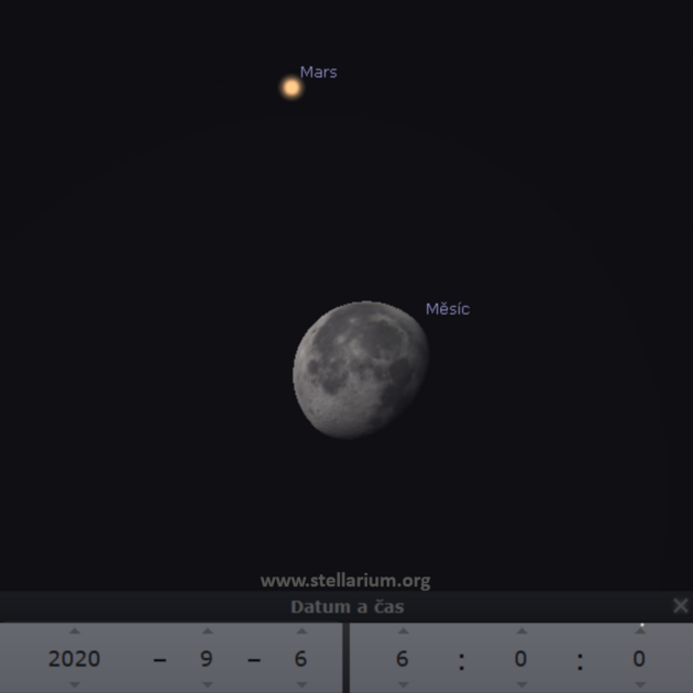 6. 9. 2020 - konjunkce Msce s Marsem.