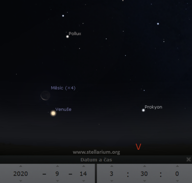 14. 9. 2020 - Msc a Venue na rann obloze mezi zimnmi hvzdami.