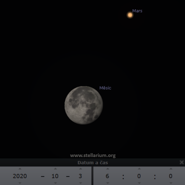 3. 10. 2020 - tsn konjunkce Msce s Marsem se opakuje.
