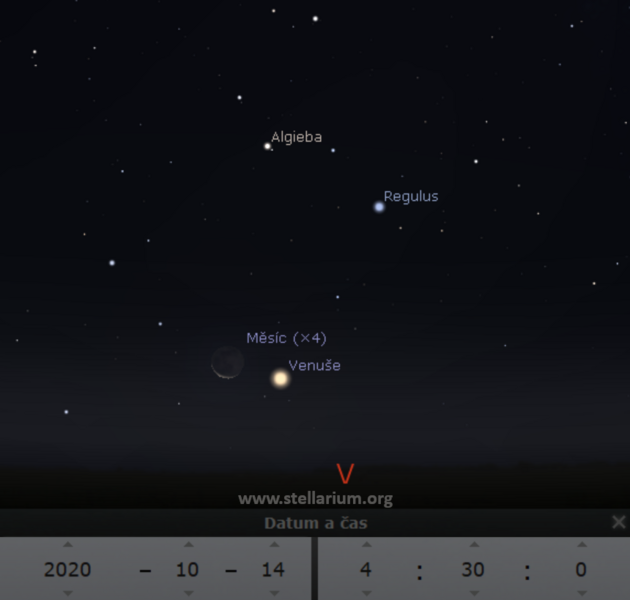 14. 10. 2020 - pesn po jednom kalendnm msci se Msc na obloze znovu setkv s Venu, tentokrt ale mezi jarnmi hvzdami.