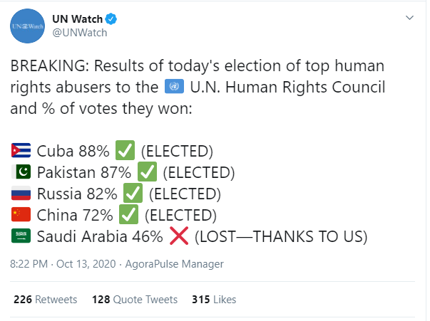 O vsledcch volby informovala jako prvn monitorovac organizace UN Watch.