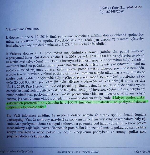 Dopis od primtora RNDr. Michala Pobuckho