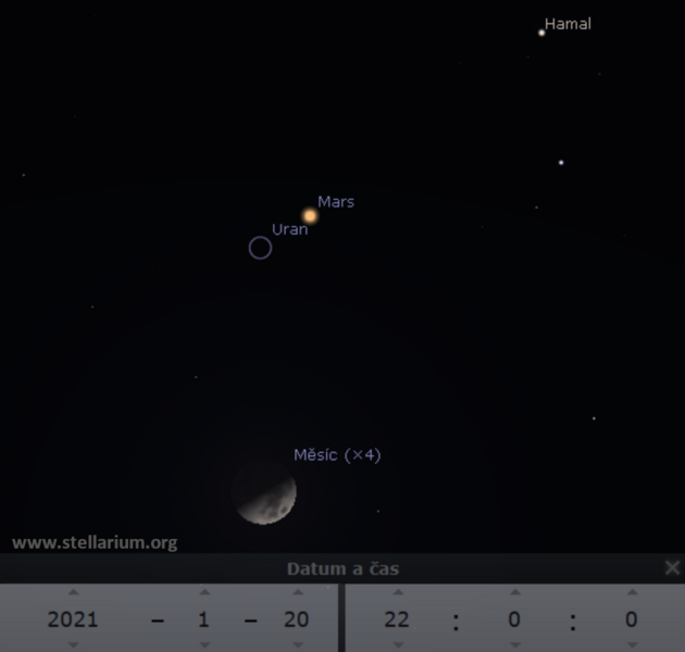 20. 1. 2021 - Msc, Mars a Uran na veern obloze.