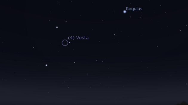 4. 3. 2021 - planetka Vesta v opozici se Sluncem se nachz v souhvzd Lva a dosahuje hranice viditelnosti prostm okem.