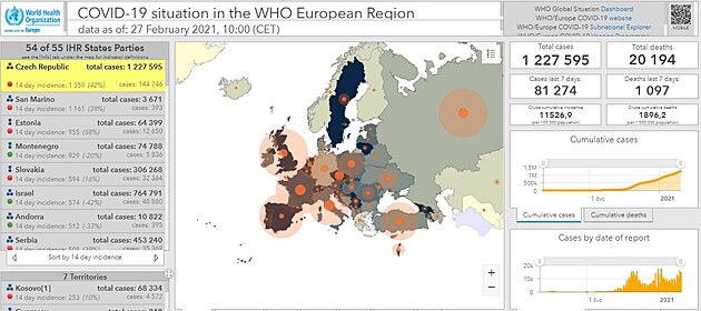 Srovnvac mapa Svtov zdravotnick organizace (WHO)