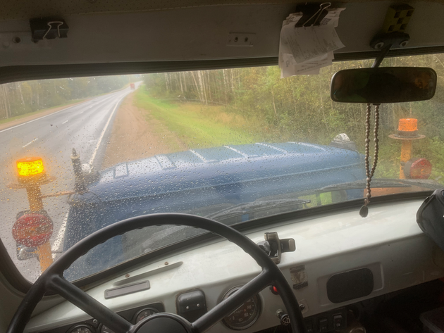 Buchanka na korb� rusk� odtahovky.