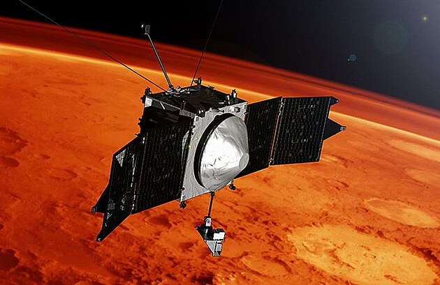 Obrzek: Sonda MAVEN. Zdroj: NASA's Goddard Space Flight Center, https://www.nasa.gov/sites/default/files/maven_mars_limb.png