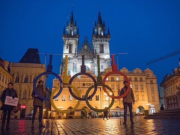 Protest proti olympid v n, 3.nora 2022, Praha.