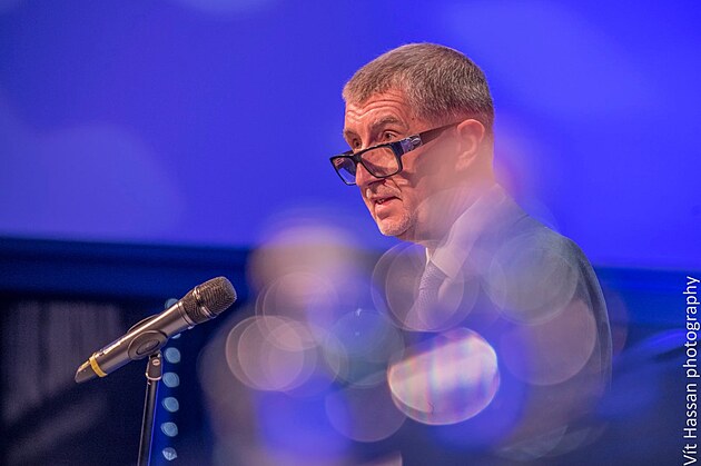 Andrej Babi na sjezdu hnut ANO, 12.nora 2022, Praha.