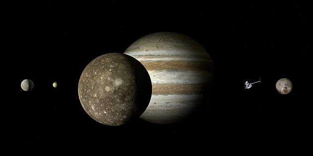A teprve Galileo svm dalekohledem uvidl, e se Jupiter podob Zemi v tom, e m taky msc, dokonce nkolik msc.