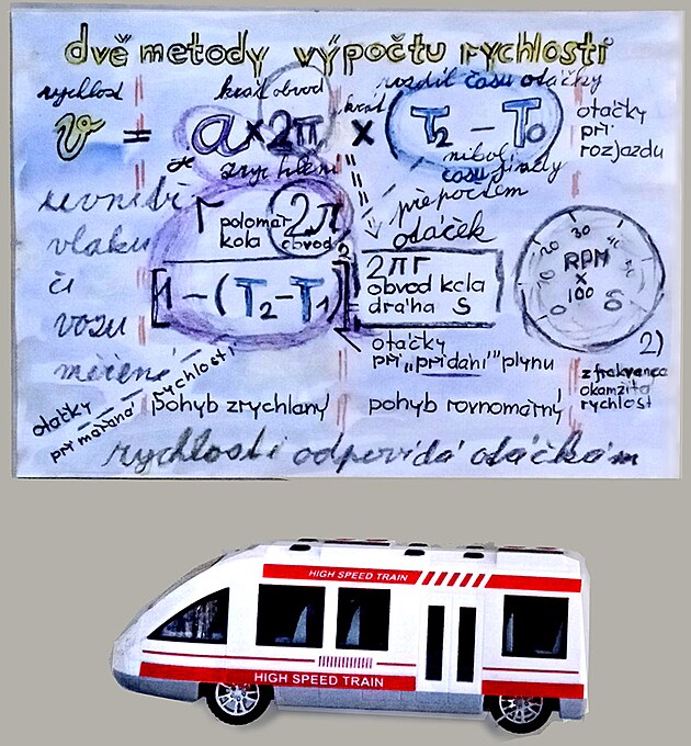 supervlak a vpoet rychlosti pmo z funkce rychlosti (zrychlen krt doba jzdy)