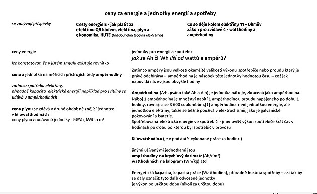 ceny za energii a jednotky za energii podle spoteby, i odbru