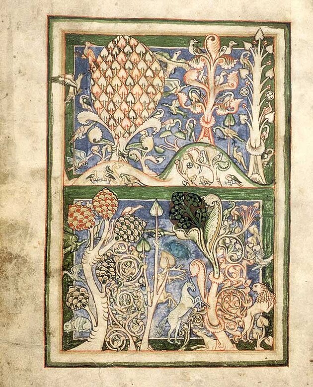 Tituln list rukopisu Carmina burana, souboru bsn z 11. - 13. stolet