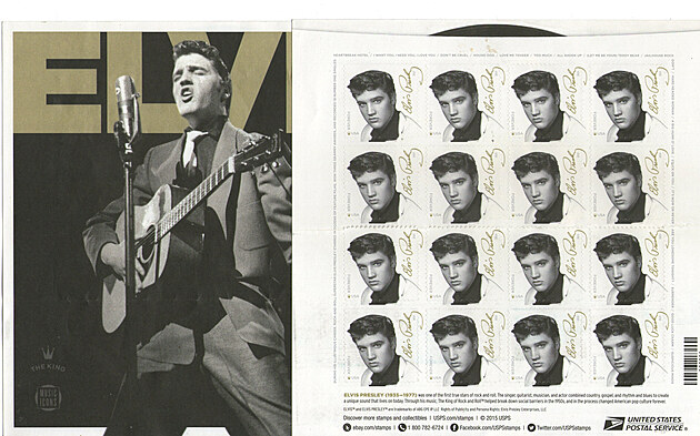 Elvis Presley - vlevo foto na rubu arku jeho znmek, vpravo ark