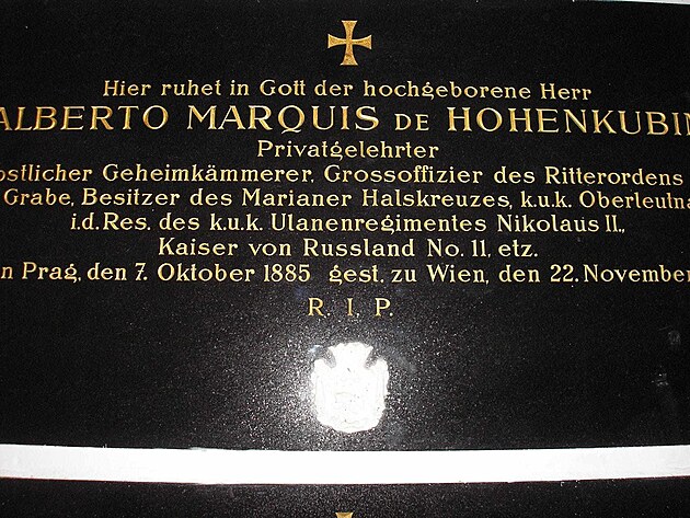 Nhrobn deska Albrechta von Hohenkubin - Der Wiener Zentralfriedhof - kasemata