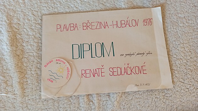 Diplom za spn plaveck 5kilometrov maratn pro kamardku Renatu