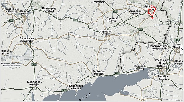 eleznin mapa okolo msta Luhansk