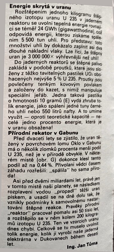 energie skryt v uranu