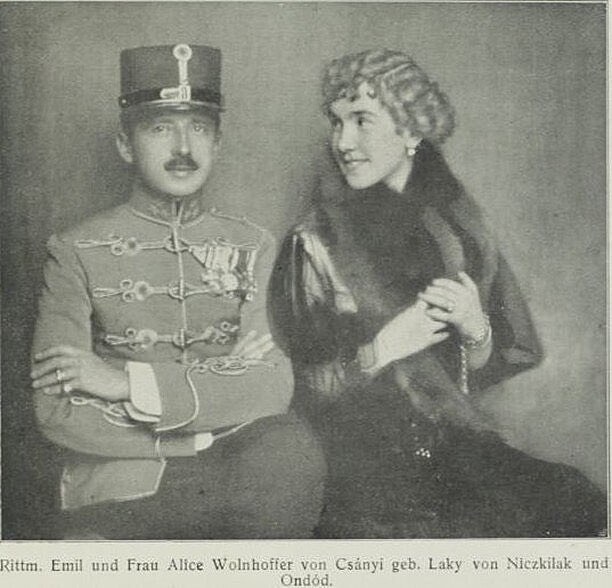 Alice Amalia Maria Laky de Niczkillak et Ondd (1893-1974) a  Emil Wolnhoffer de Csny (1885  1962)