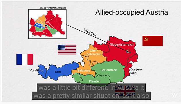 Sovtsk, Americk, Britsk a Francouzsk okupan zna v Rakousku 1945