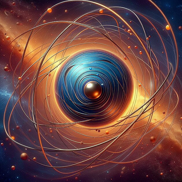Takhle si atomov� j�dro s elektrony kolem n�j p�edstavuje AI.