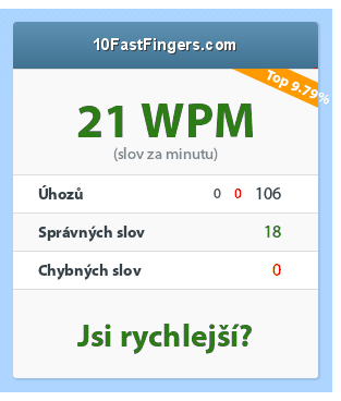 Počet úhozů v minutovém testu.