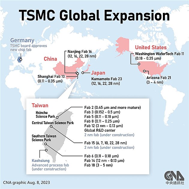 TSMC Company ve svt - mapa