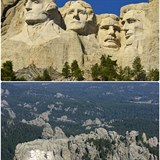 Jeden ze symbol� Spojen�ch st�t�, podobizny �ty� prezident� vytesan� p��mo do sk�ly, jsou na prvn� pohled majest�tn�. Na druh� ale vypadaj� skoro jako p�iphotoshopovan� do jinak kr�sn� p��rodn� scen�rie.