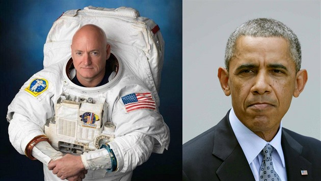 Velitel ISS Scott Kelly si zatweetoval s prezidentem Obamou.