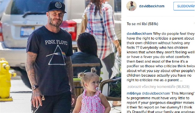 David Beckham neunesl kritiku své dcery Harper.