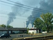 Výbuch a poár v chemice v Litvínov.