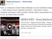 Písnikáka Tereza Holubová zruila plánované vystoupení v restauraci. Stejn...