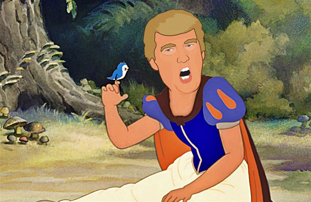 Donald Trump jako Snhurka ve na ptáka.