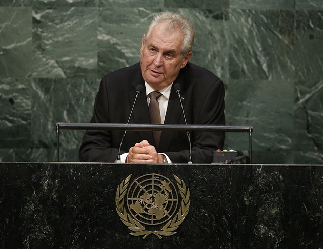 Miloš Zeman během projevu na summitu OSN.