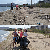 Tereza Fajksová s kamarádkami uklízely znečištěnou pláž.