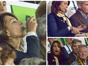 Carole Middleton a její uklidovací techniky na ragbyovém zápase.