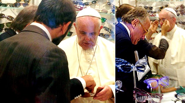 Papež si zašel k optikovi pro brýle. Jako každý jiný smrtelník.