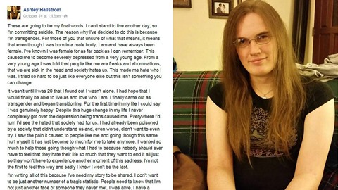 Transsexuálka ped svou smrtí napsala srdceryvný vzkaz.