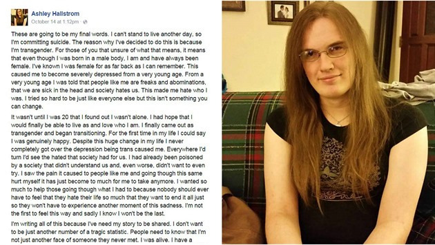 Transsexuálka ped svou smrtí napsala srdceryvný vzkaz.