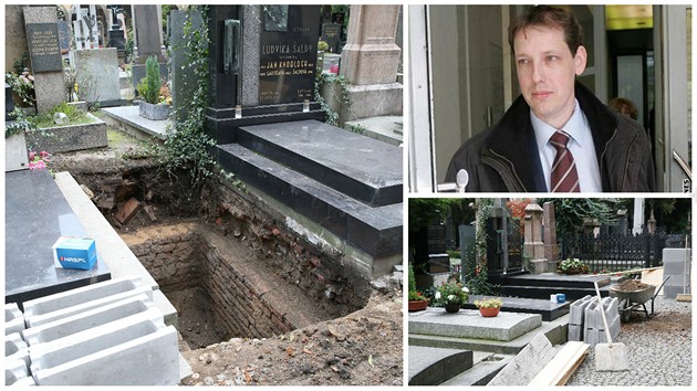 Na vyšehradském hřbitově probíhají intenzivní práce na hrobce Stanislava Grosse.
