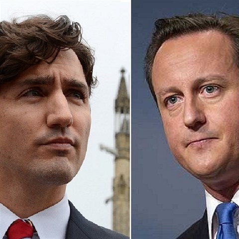 Justin Trudeau a David Cameron