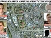 Mapka znázoruje místa nálezu mrtvol zdrogovaných mladík. Navzdory tomu, e...