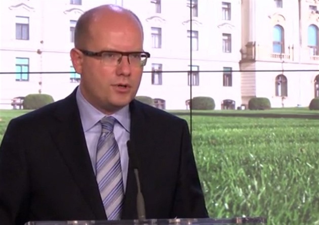 Premiér Bohuslav Sobotka na tiskové konferenci po jednání Bezpenostní rady...