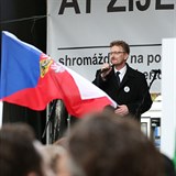 Marek ernoch na demonstraci Bloku proti islmu.