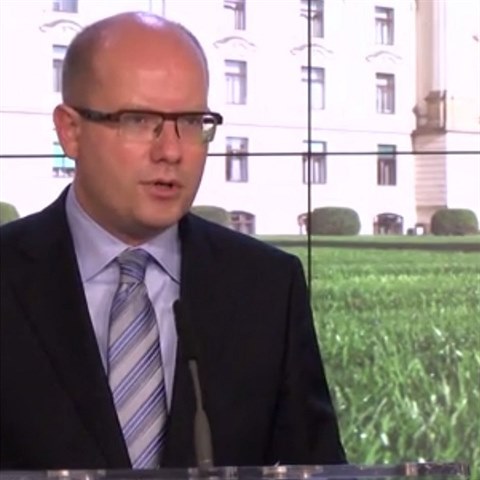 Premir Bohuslav Sobotka na tiskov konferenci po jednn Bezpenostn rady...