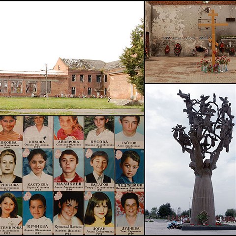 kola v Beslanu, pamtnk a fotografie nkterch obt.